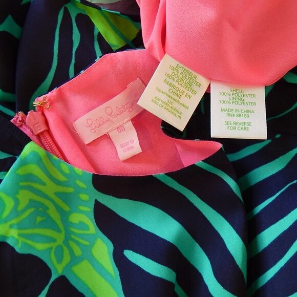 Lilly Pulitzer Under The Palms Carol Shift Mini 3/4 Sleeve Tropical Dress Sz 00 - Picture 6 of 6